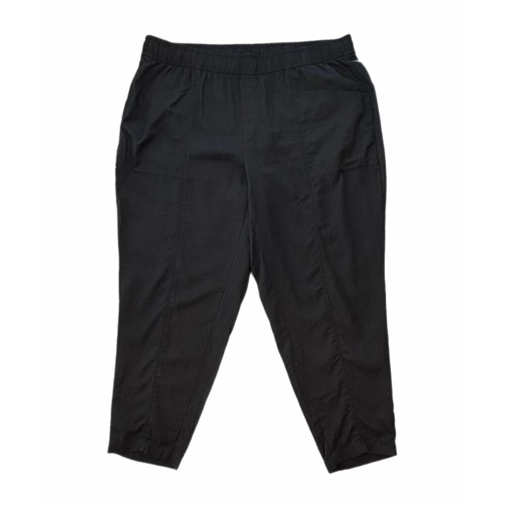 Old Navy NEW PLUS Black High Rise Straight Taper Linen Vacation Beachy Pants
